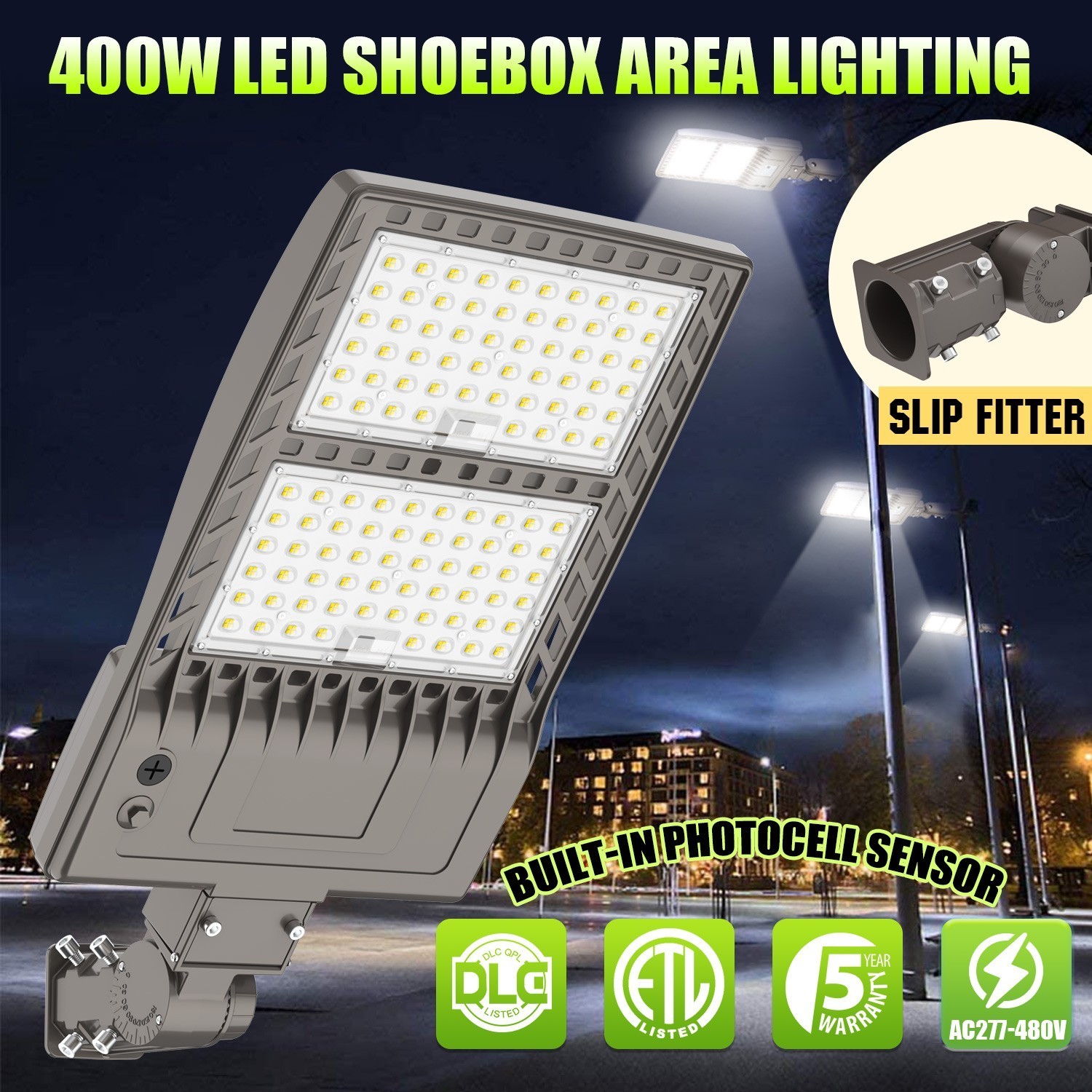 LED Parking Lot Lights 400W 56000LM Commercial Outdoor Flood Stadium Light 480V