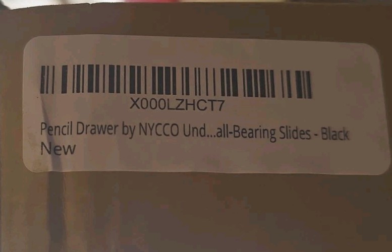 NYCCO Under-Desk Pencil Drawer Black Plastic Metal with Mounting Hardware