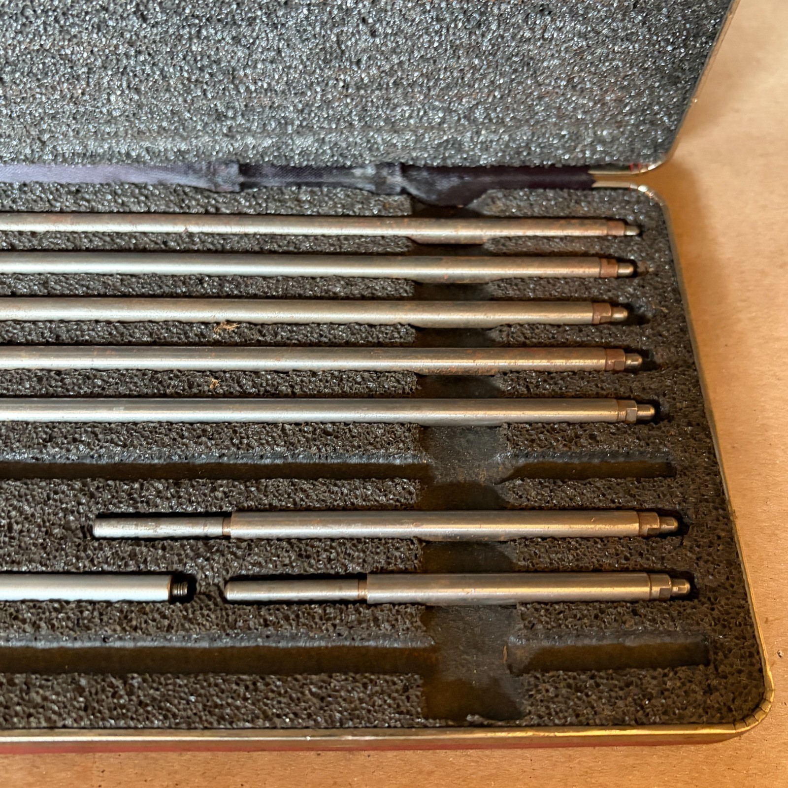 Starrett No. 124 Mechanical Inside Micrometer Set 2-12 in 0.0001 – missing 3 pc