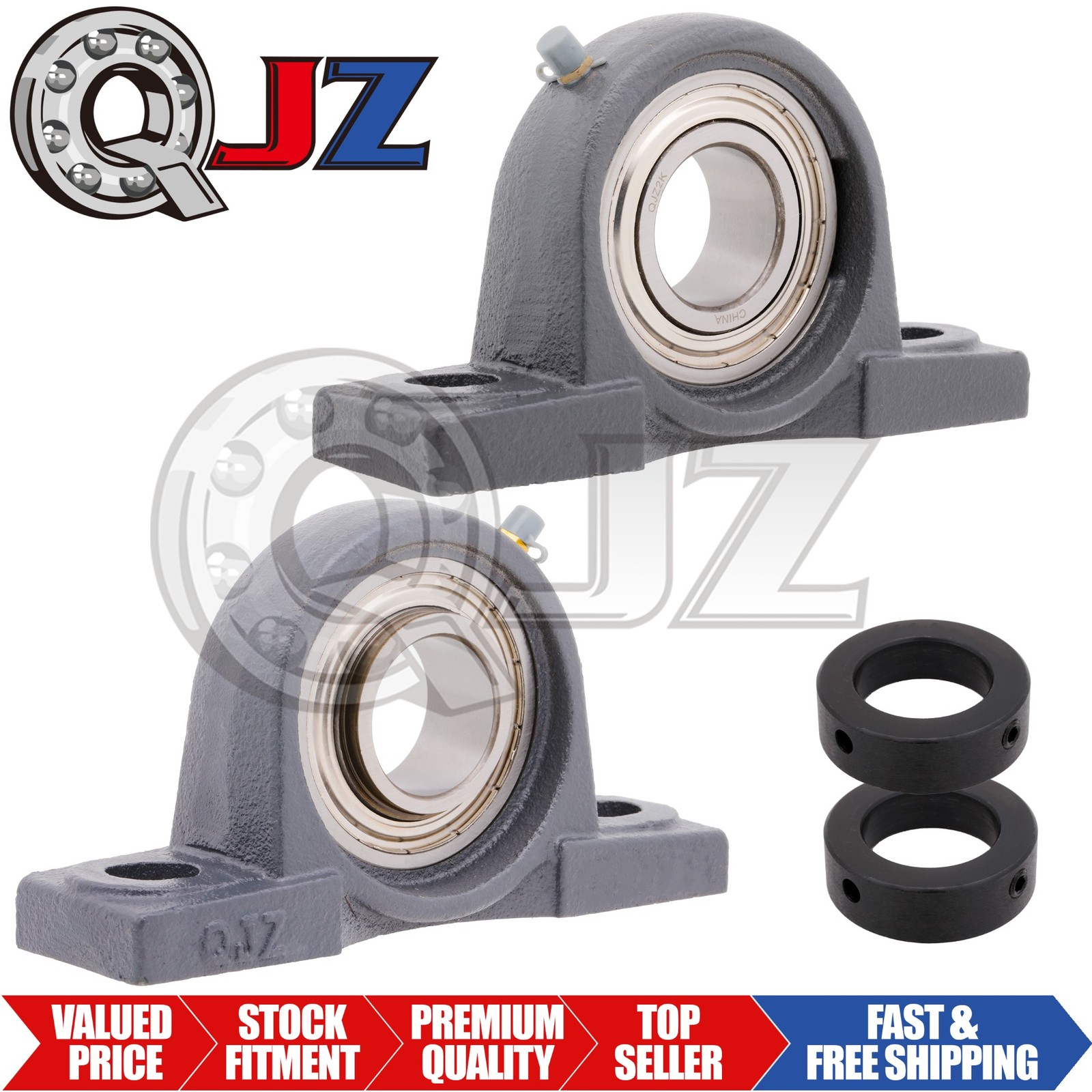 [2-Pack] SAP205-14 Cast Iron Pillow Block Bearing Housed Unit [7/8 in Bore]