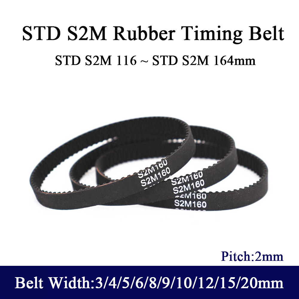 STD S2M Timing Belt Arc Teeth Pitch2mm Width3mm~20mm Rubber Drive Belt 116~164mm