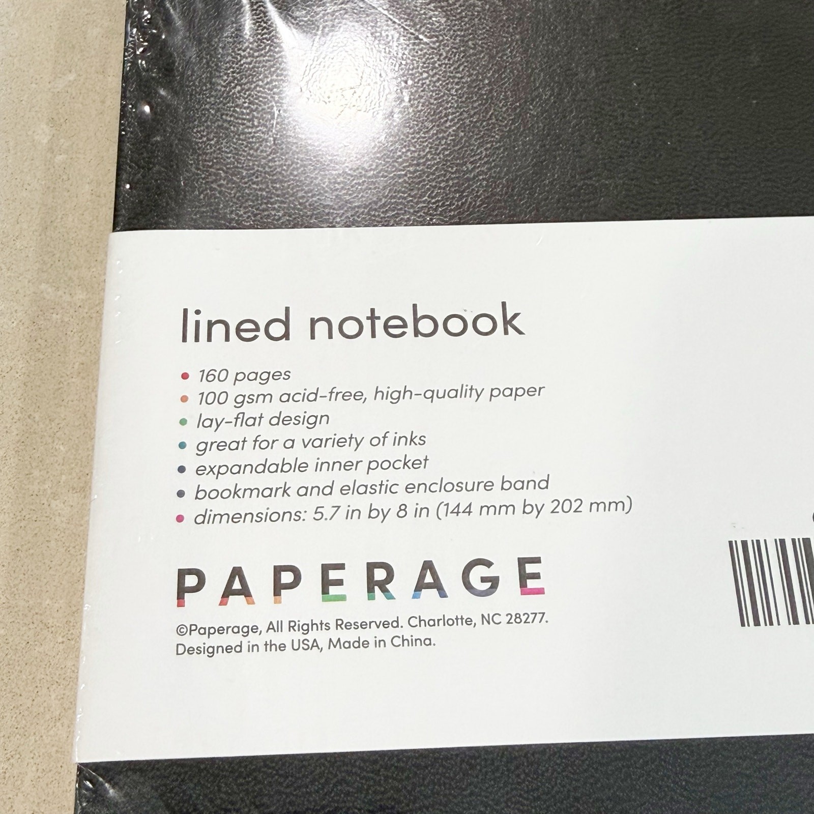 NEW PAPERAGE Lined Journal Notebook Black 160 Pages Medium Sealed 5.7” x 8”