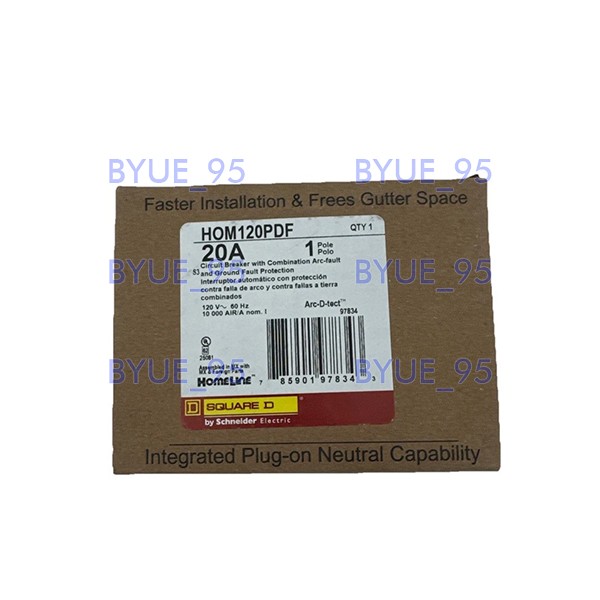 Square D HOM120PDF 120V 20A Single-Pole Circuit Breaker