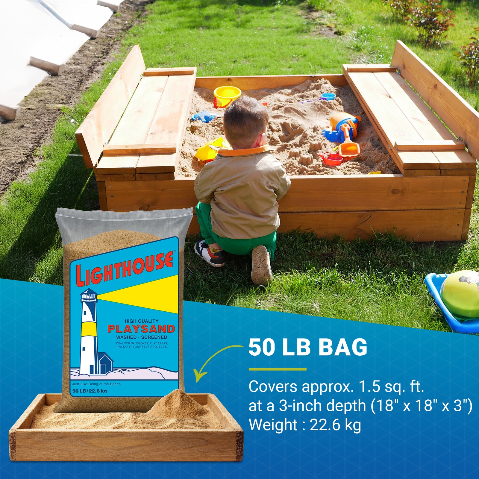 US Silica Lighthouse Comfortable Play Sand for Sand Tables, Beige, 50 Pound Bag
