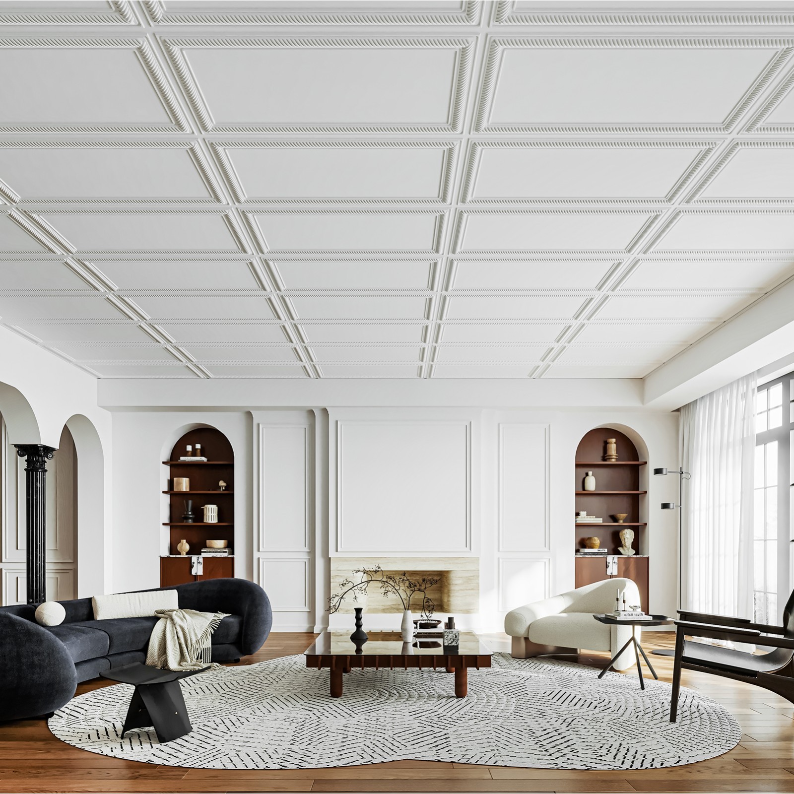 Art3d 3D PVC Drop Ceiling Tiles, 3D Wall Panels, 2×4 ft.Cover 96 Sq,ft (12-Pack)