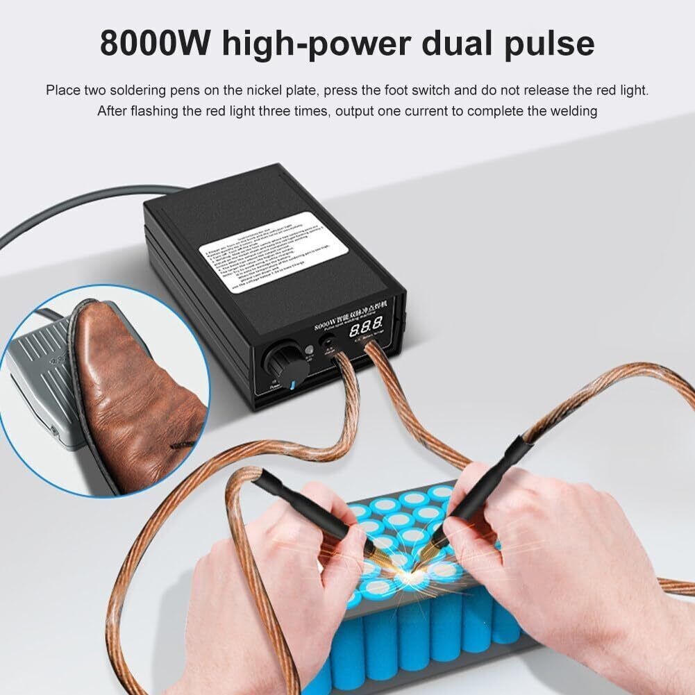 8000W Mini Spot Welder Machine DIY Kit Battery Spot Welding Pen Tools Black NEW