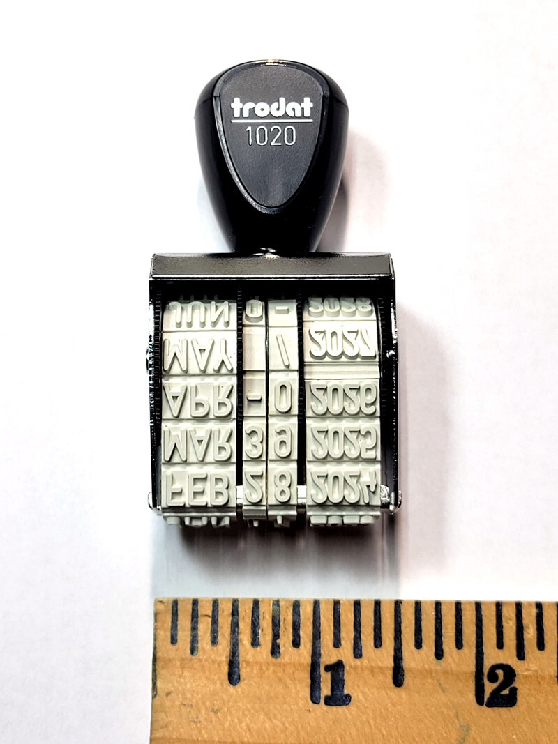 Trodat 1020 Hand Date Stamp, 3/16″ Type Size, 12 Years 2023-2034, NIB