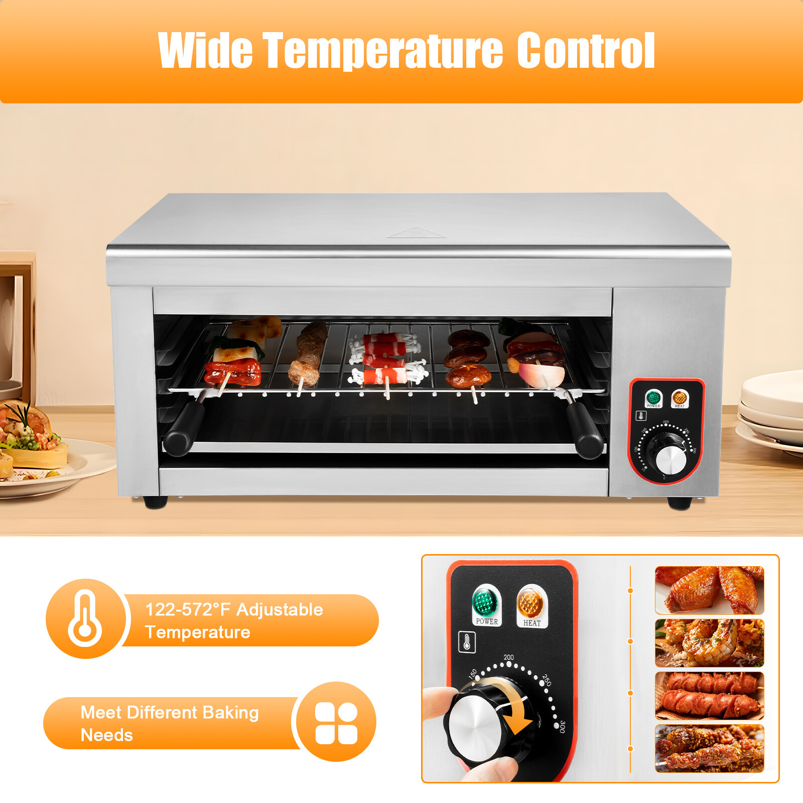Electric Cheese Melter, Stainless Steel Adjustable temperature Cheese Melter BBQ