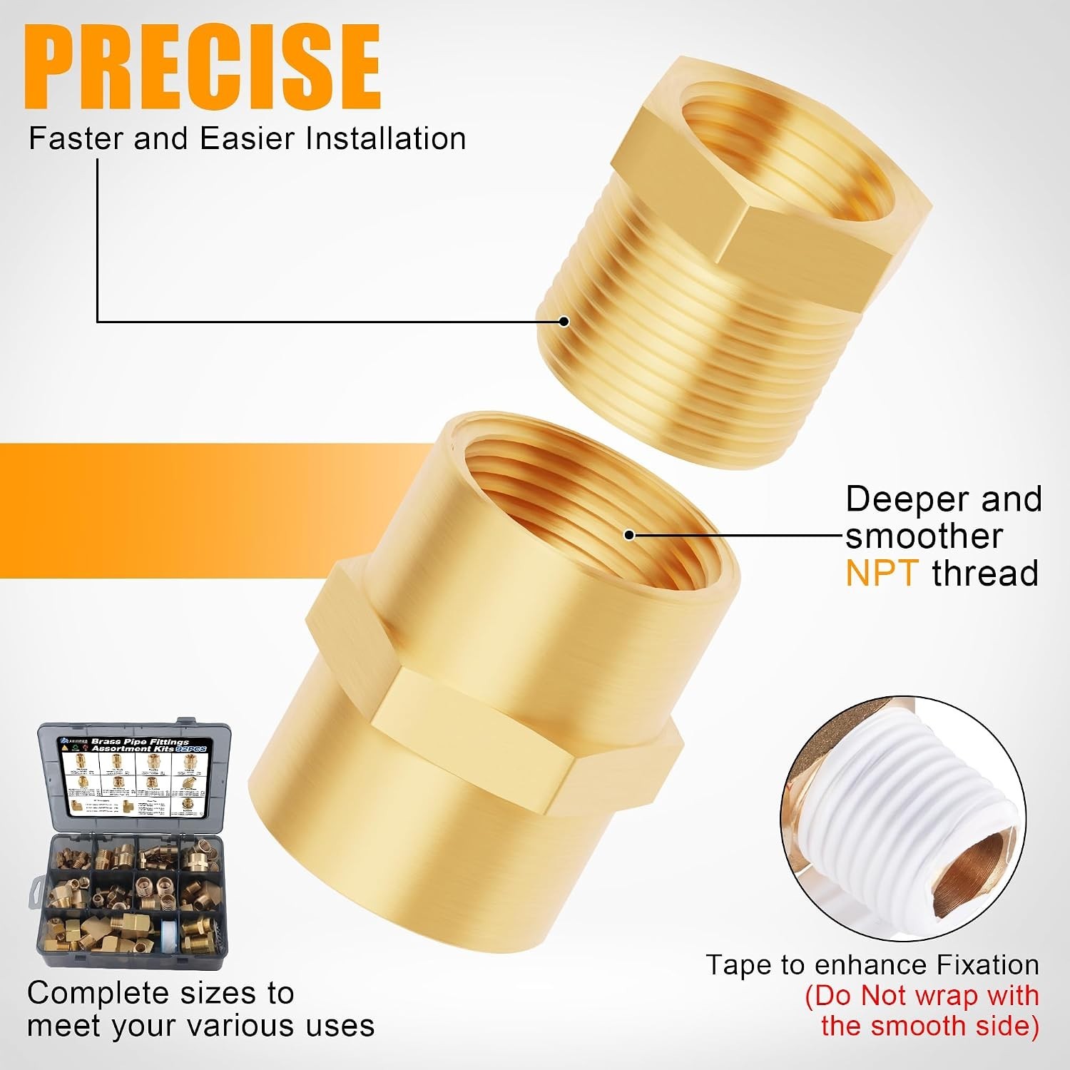 92PCS Brass Pipe Fittings Assortment 92Pcs Ki