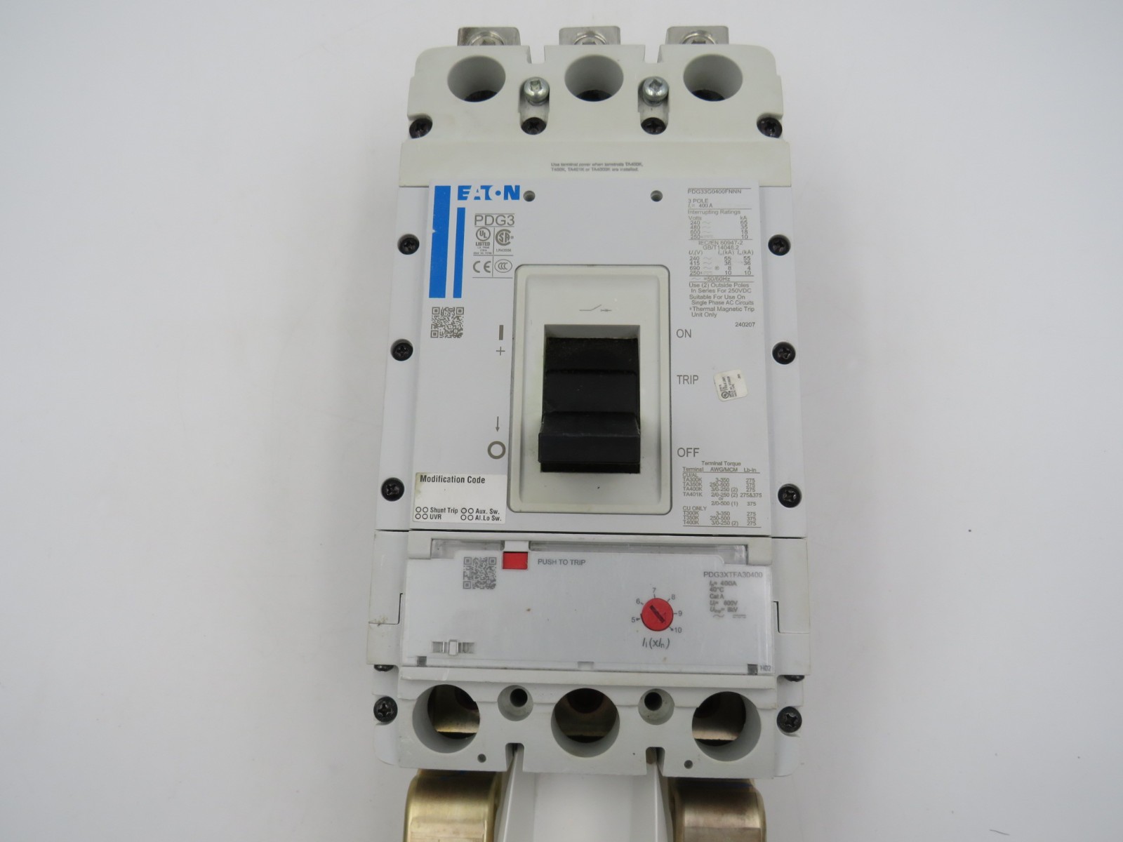 Eaton PDG33G0400FNNN 3-Pole 400A 480V Molded Case Circuit Breaker NEW