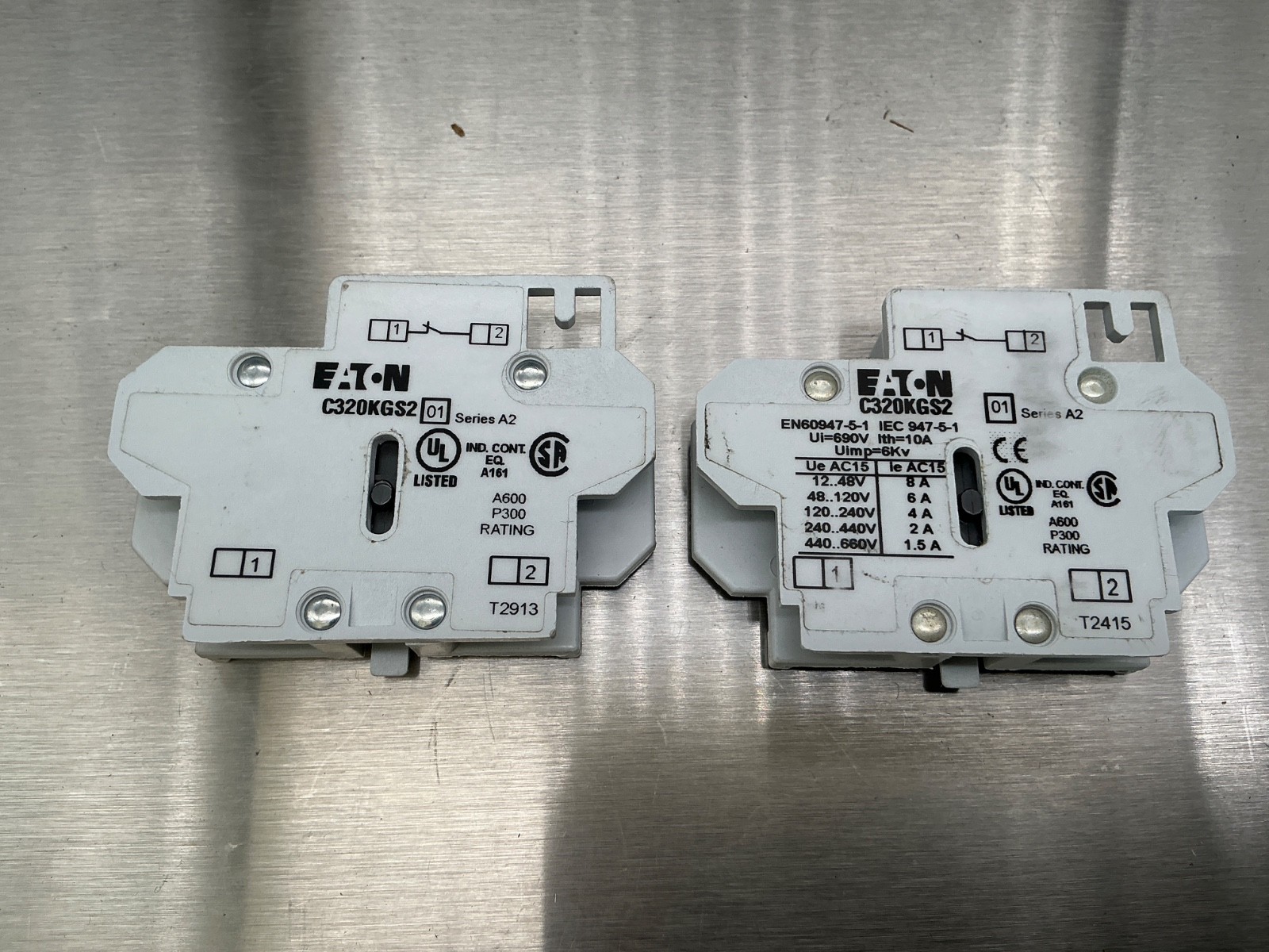 (2) Eaton C320KGS2 Auxiliary Contact Block