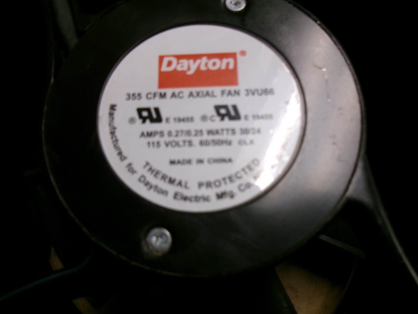 new old stock Dayton Axial Fan. 355 CFM AMPS 0.27/0.25watts 30/2 115 VOLTS. 60Hz