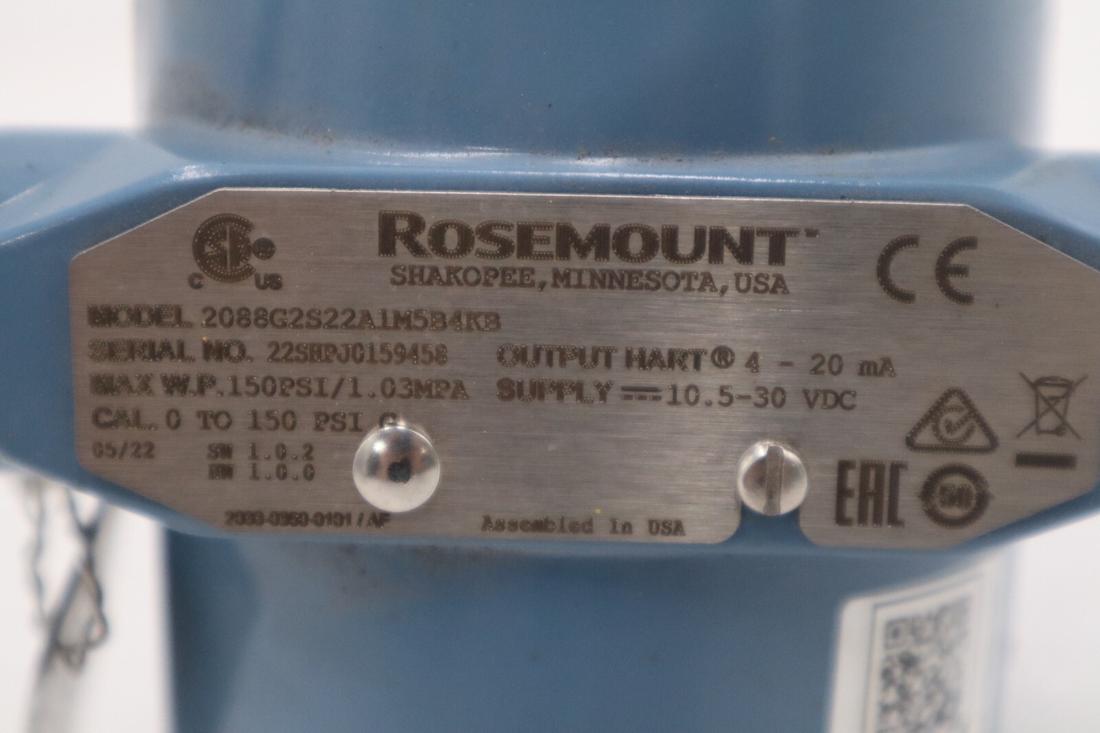 Rosemount 2088G2S22A1M5B4KB Absolute and Gauge Pressure Transmitter #4436A