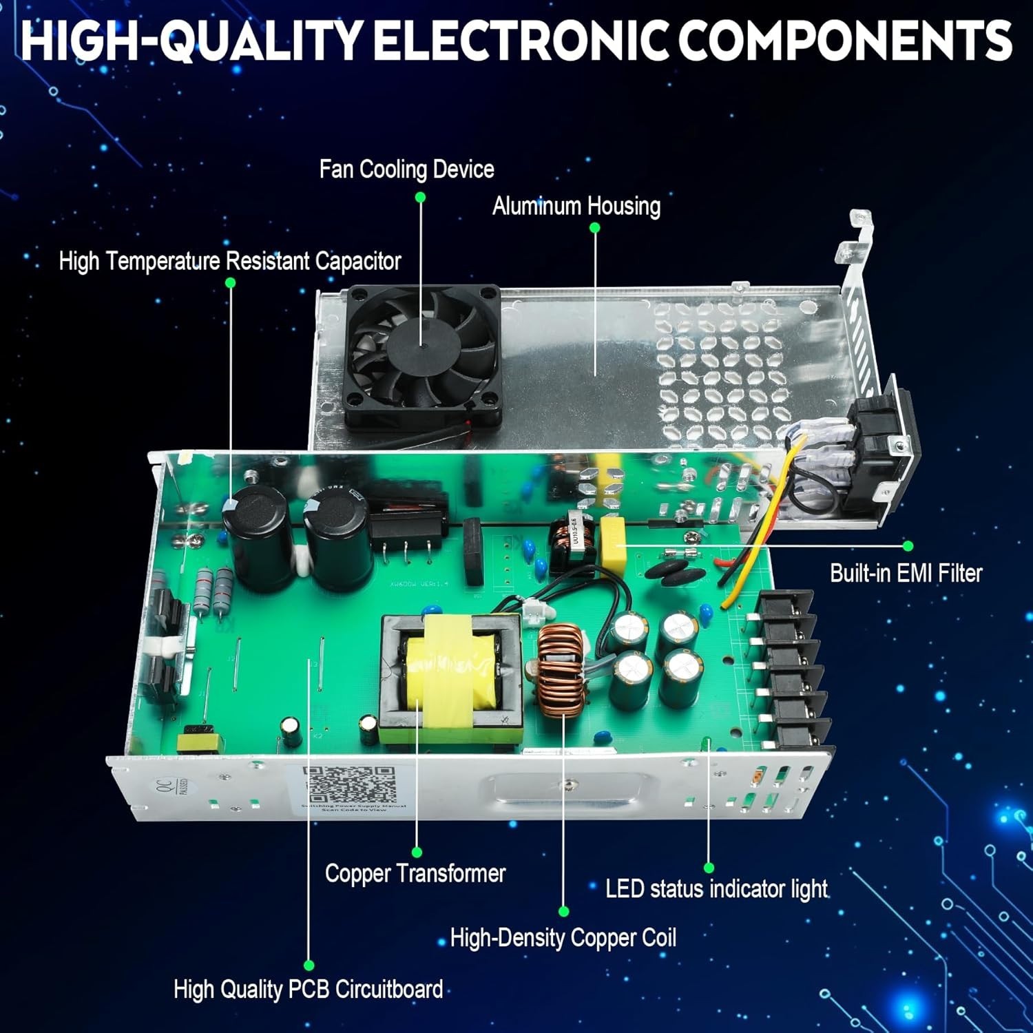 12V 600W Switching Power Supply – Reliable AC to DC Converter for Electronics