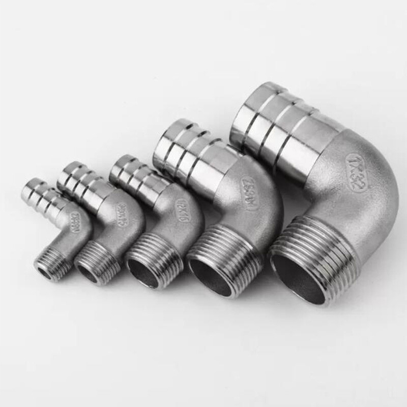 304 Stainless Steel Male Thread Fitting x Barb Hose Tail End Elbow Connector new
