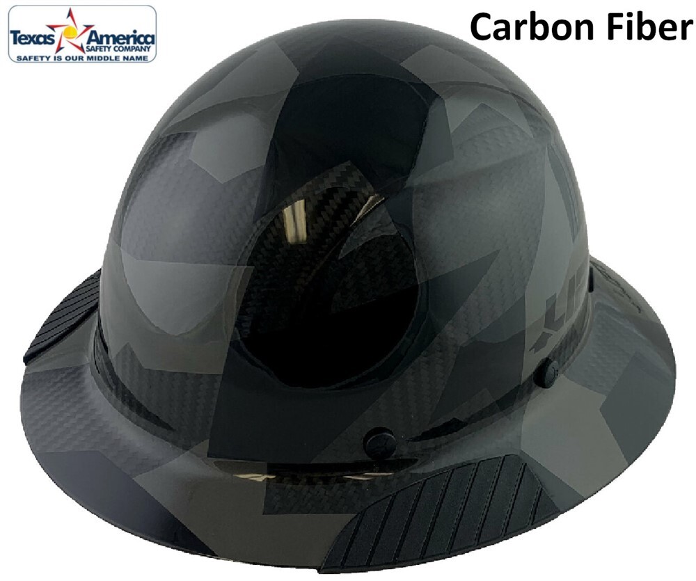 DAX Actual Carbon Fiber Full Brim Lift Safety Hard Hat – Camo Black