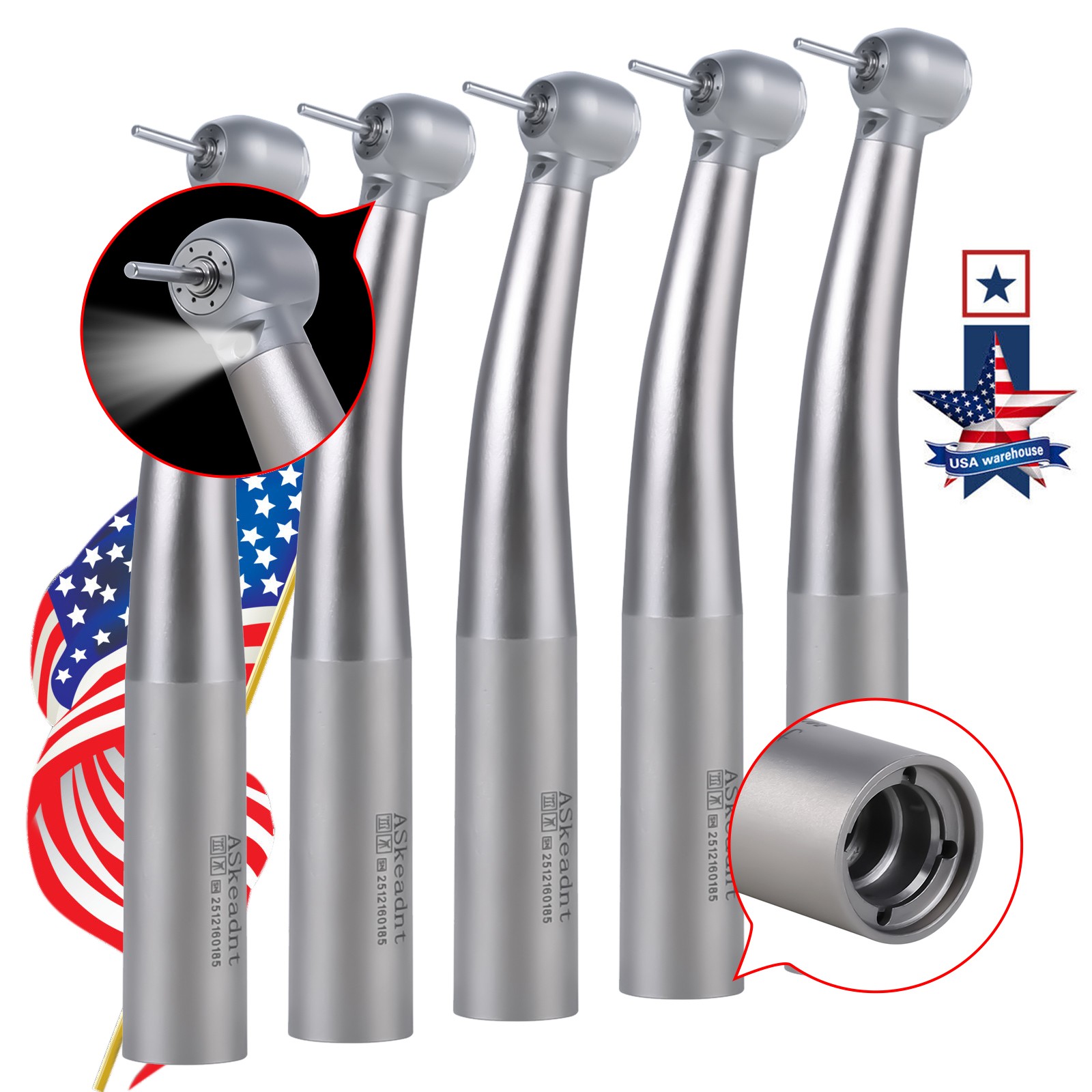 1-5 PCS Dental High Speed Handpiece Fiber Optic LED For KAVO MULTIflex Coupler