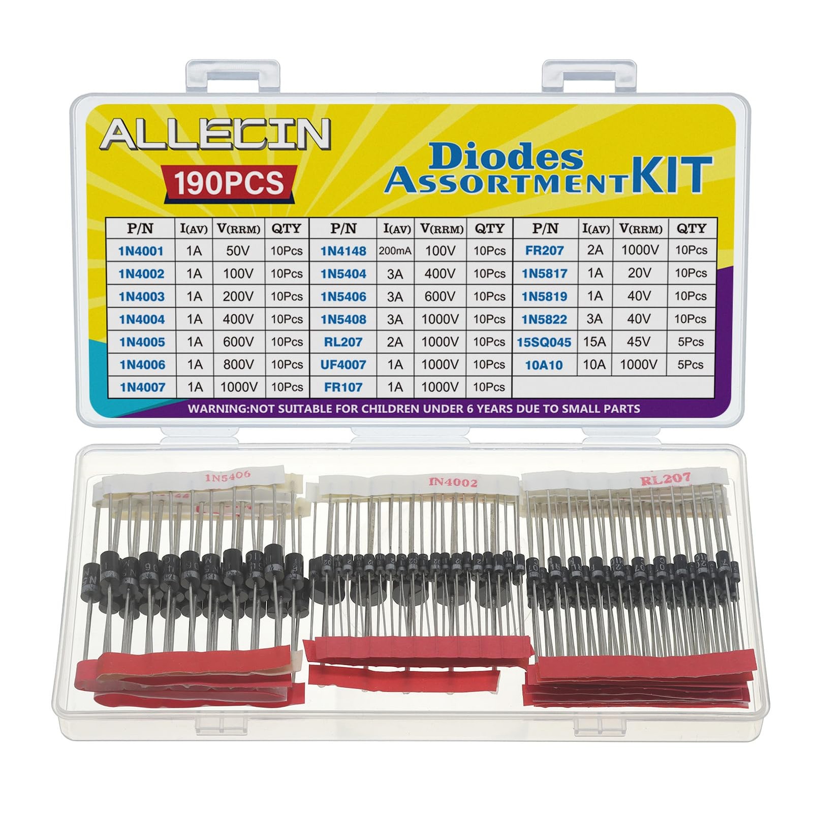 20Values Diodes Kit 1N4001 1N4002 1N4003 1N4004 1N4005 1N4006 1N4007 1N4148 1…
