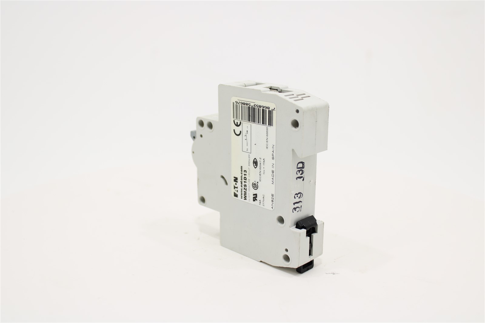 Eaton WMZS1D13 DIN Rail Circuit Breaker | 1-Pole | 13A | Type D | 277V AC