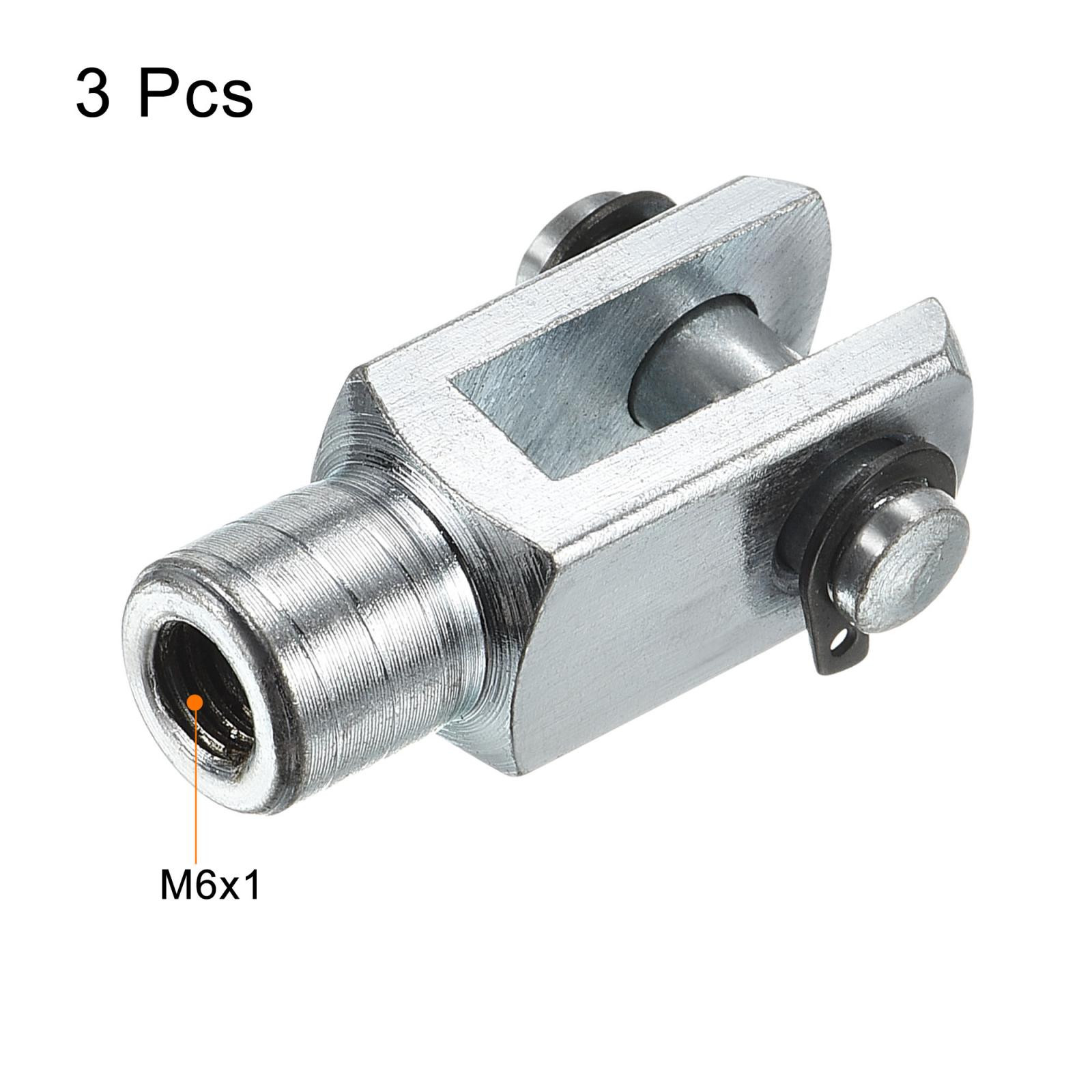3Pcs M6x1 Air Cylinder Rod Clevis End Female Thread Y Connector Silver