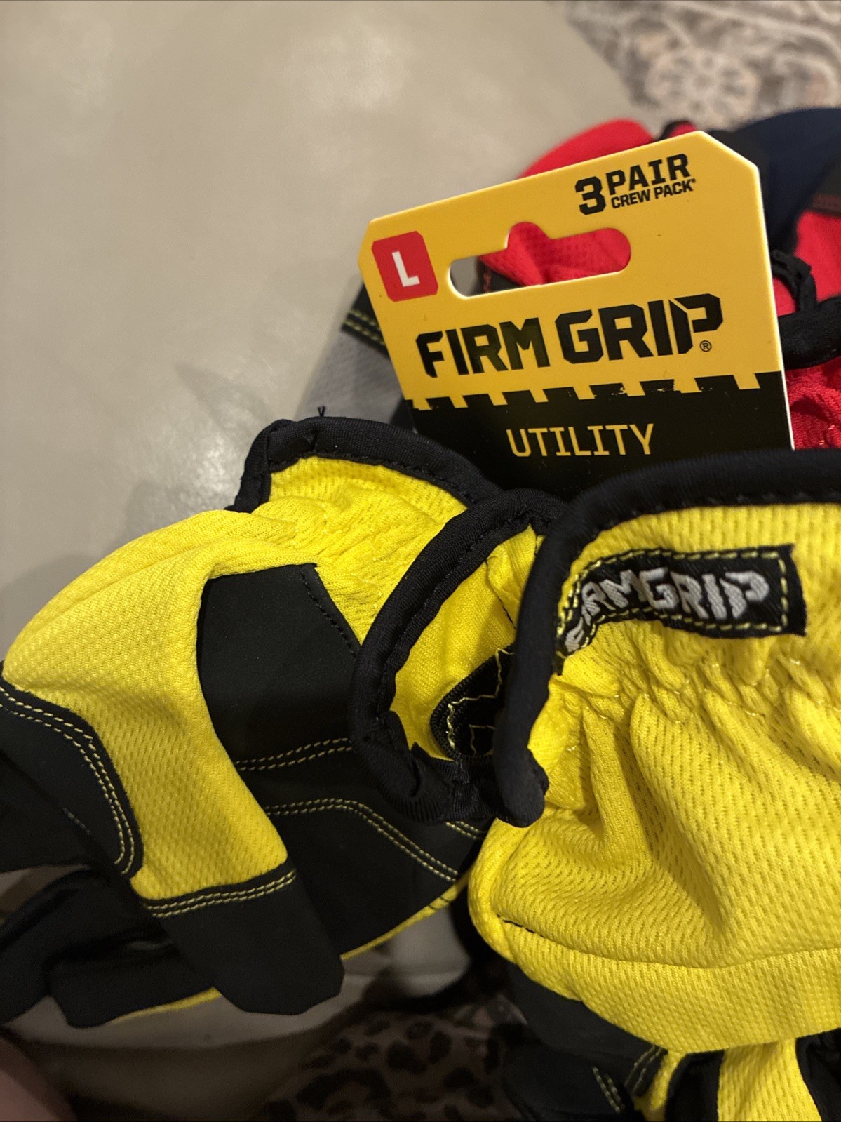 Firm Grip Utility Work Gloves, Size Large, 3-Pack