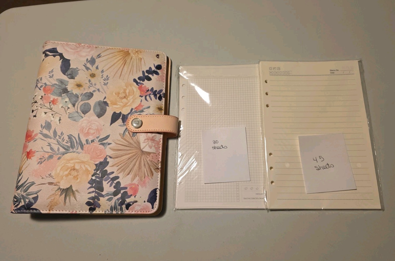 Agenda 52 Pink Floral Planner Binder 6-Ring Organizer Notebook 7×9 W/ Note Page