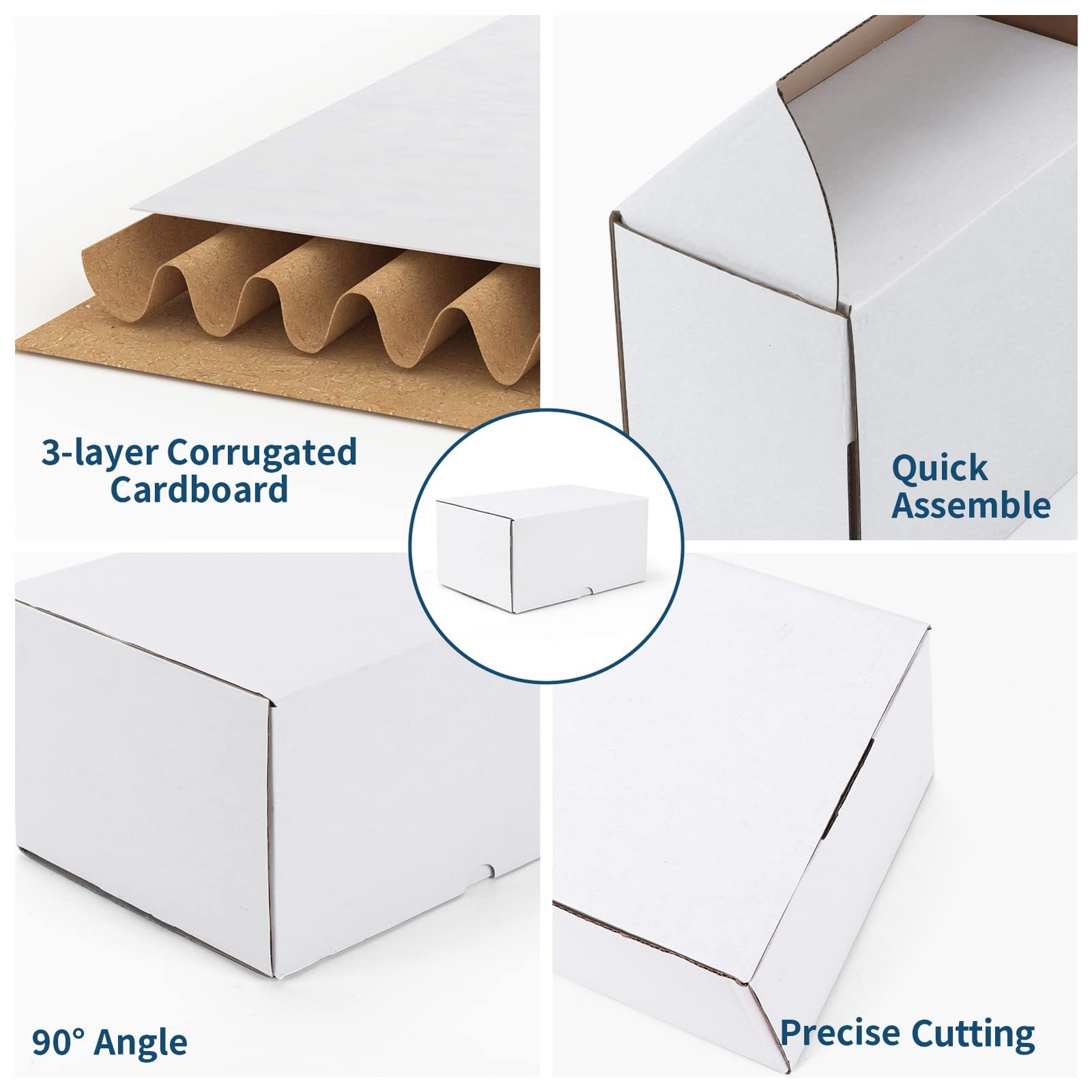 8x6x4 White Shipping Boxes Set of 25, Corrugated Cardboard Mailer Boxes for P…