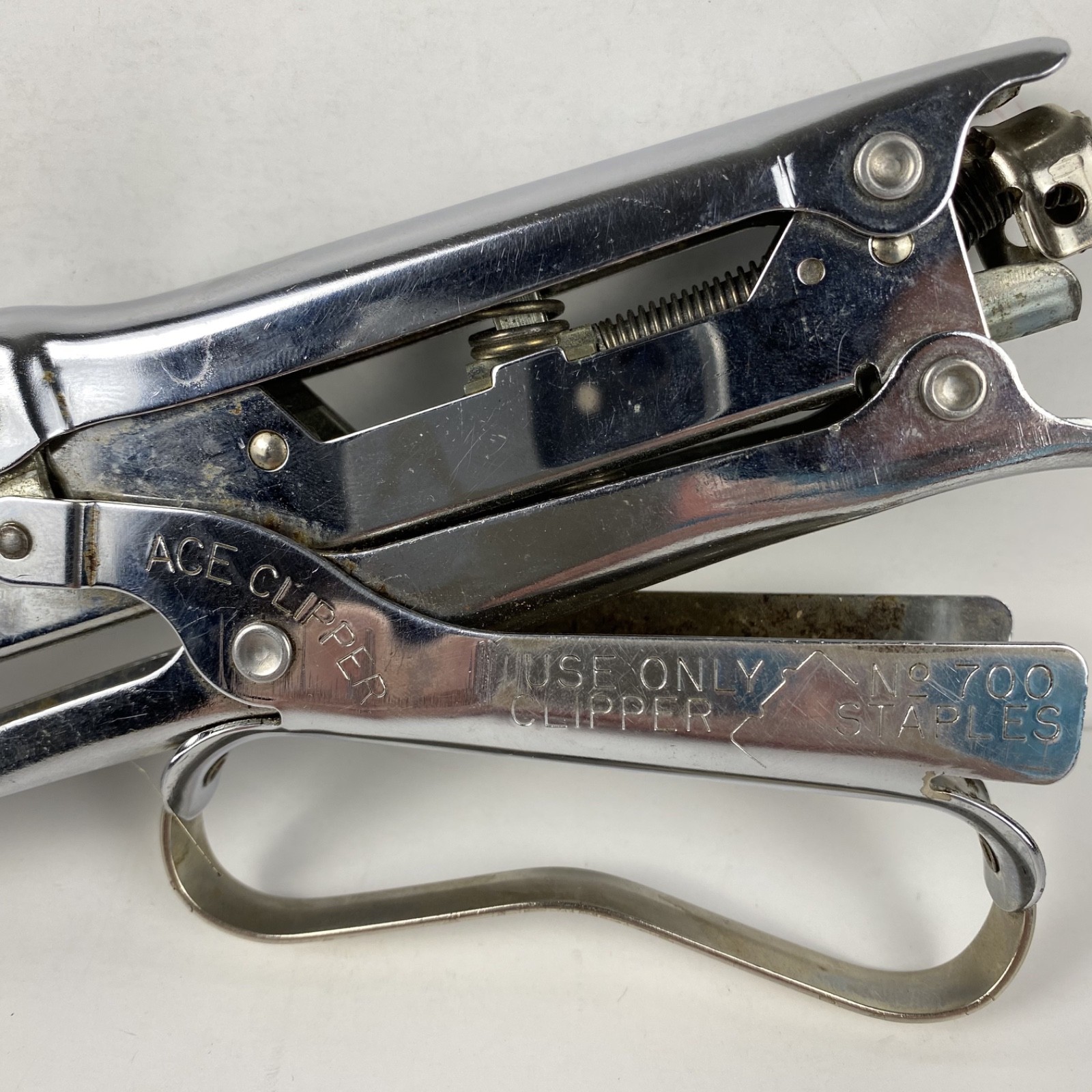 Vintage ACE Clipper No. 700 Plier Stapler Heavy Duty Metal Made in USA Tool