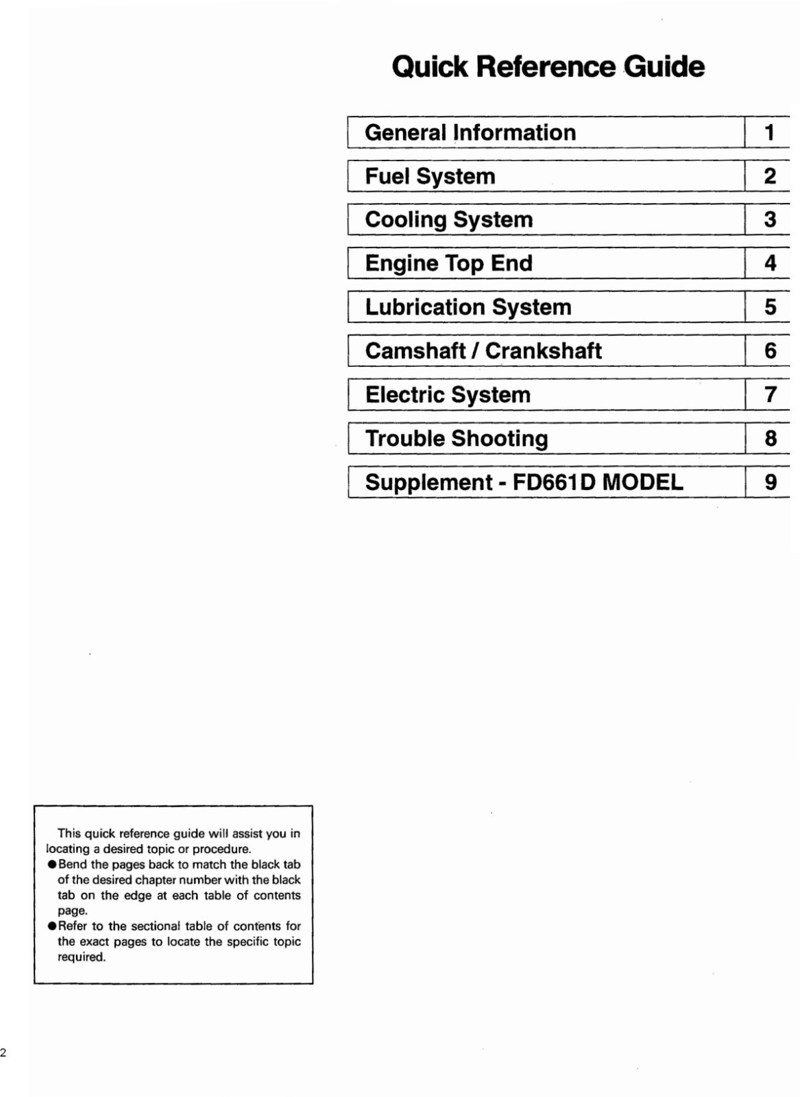 FD620D FD661D ENGINE SERVICE MANUAL FITS KAWASAKI V-TWIN 20HP + SUPPLEMENT FD661