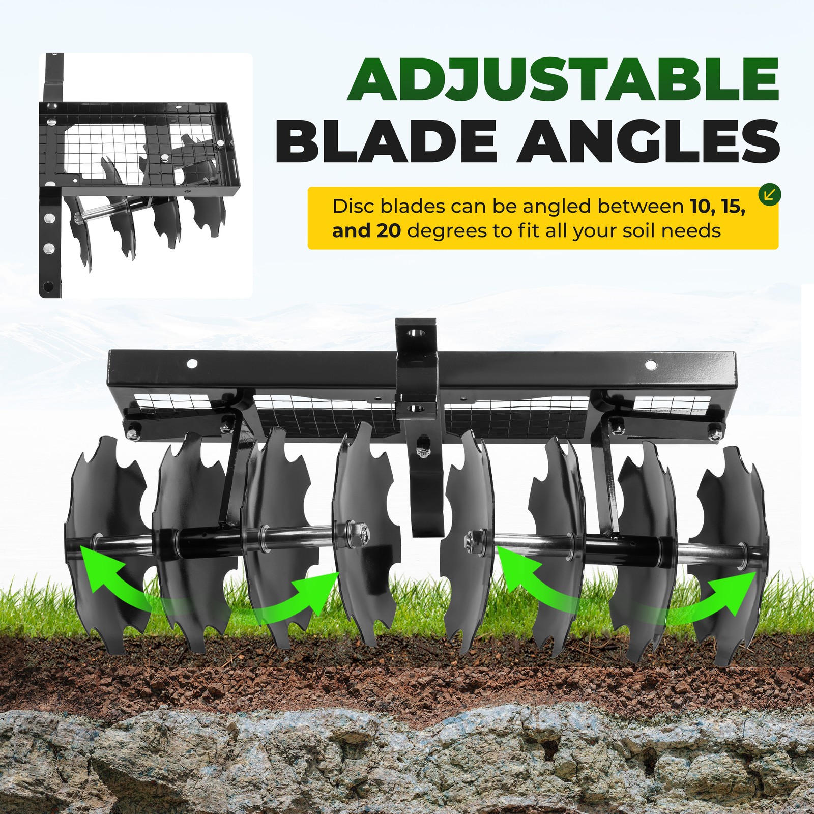 Disc Harrow 11″ Steel Tow Behind For universal Tractor Sleeve Hitch Attachment