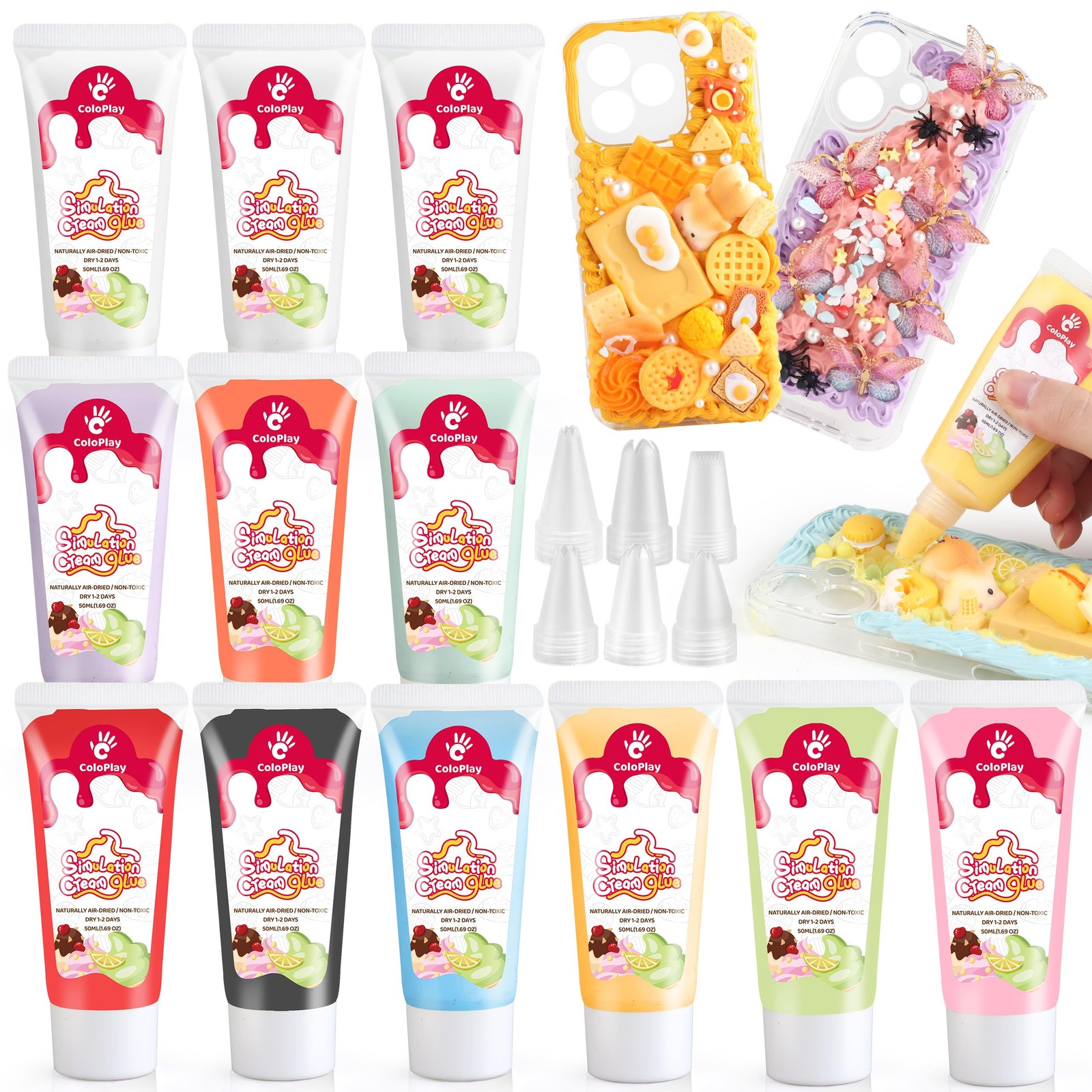ColoPlay Whipped Cream Glue Kit 12PCS 50g 18PCS Piping Tips CP0014-B