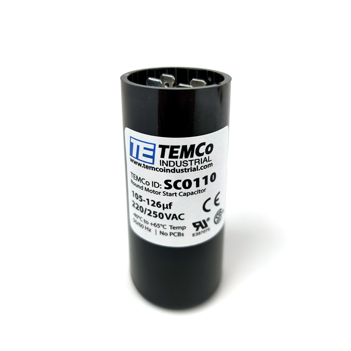 TEMCo 105-126 uf/MFD 220-250 VAC volts Round Start Capacitor 50/60 Hz -Lot-2