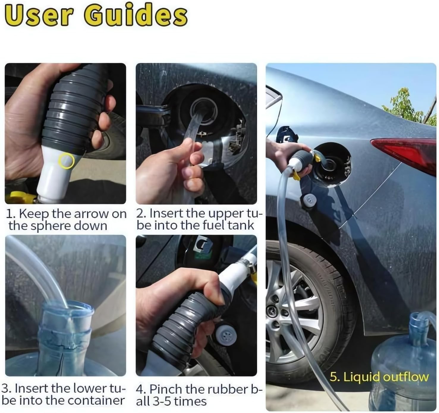 Portable Siphon Hand Pump Manual Car Fuel Transfer Pump for Gas Gasoline Petrol