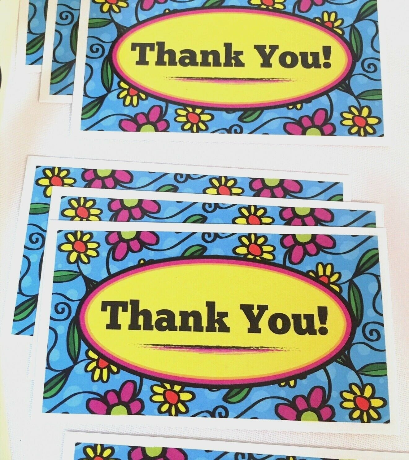 Business Cards Thank You Business Cards, Tags Blue Yellow Flowers 3.5×2″