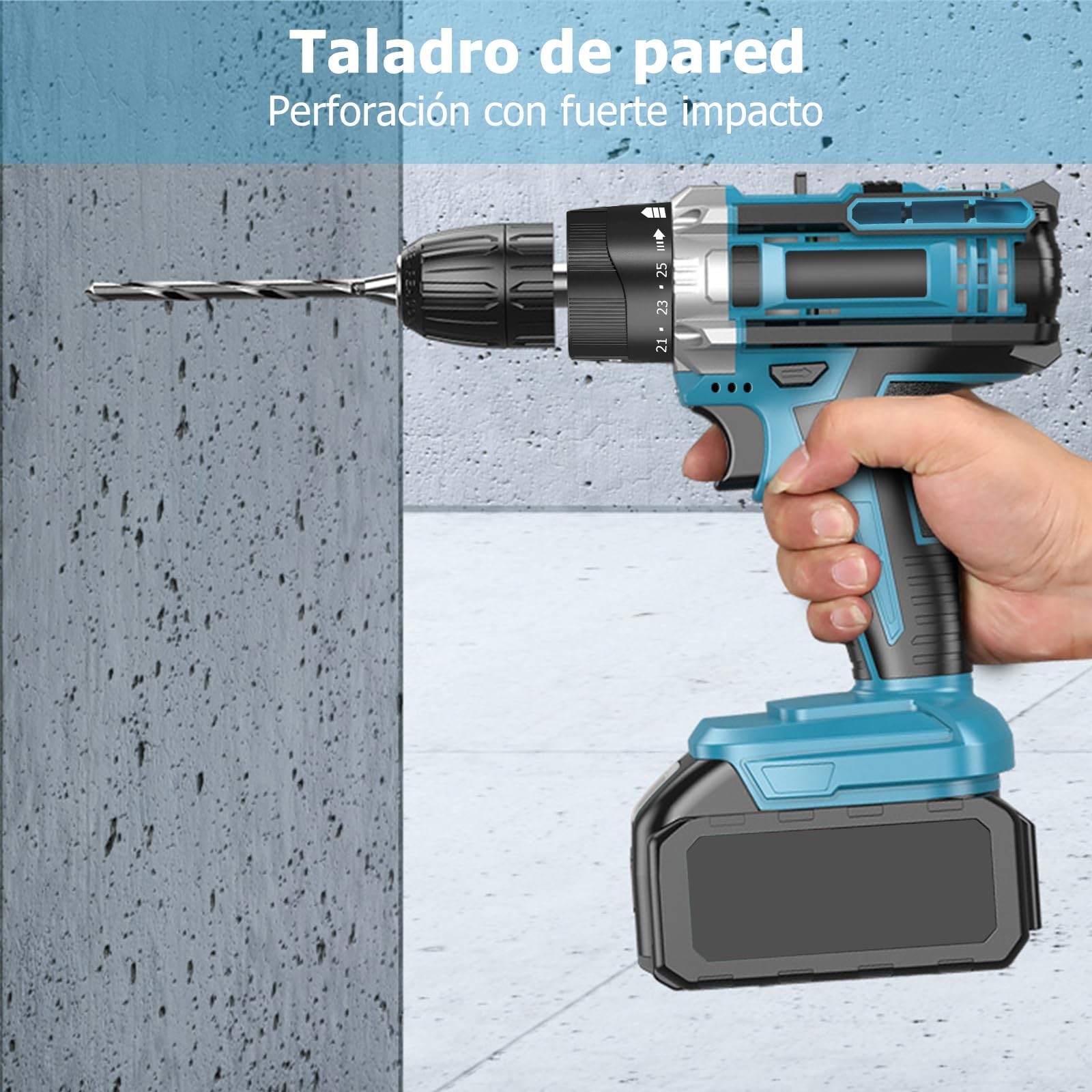 21V Cordless Drill Kit 30-Pcs with Drawer for Home and Auto Repair – Blue