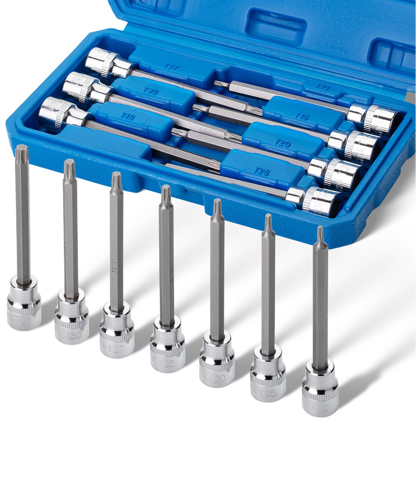 Bates- Extra Long Torx Bit Socket Set, 7 Pieces, 3/8″ Drive T10-40, 4-3/8″…