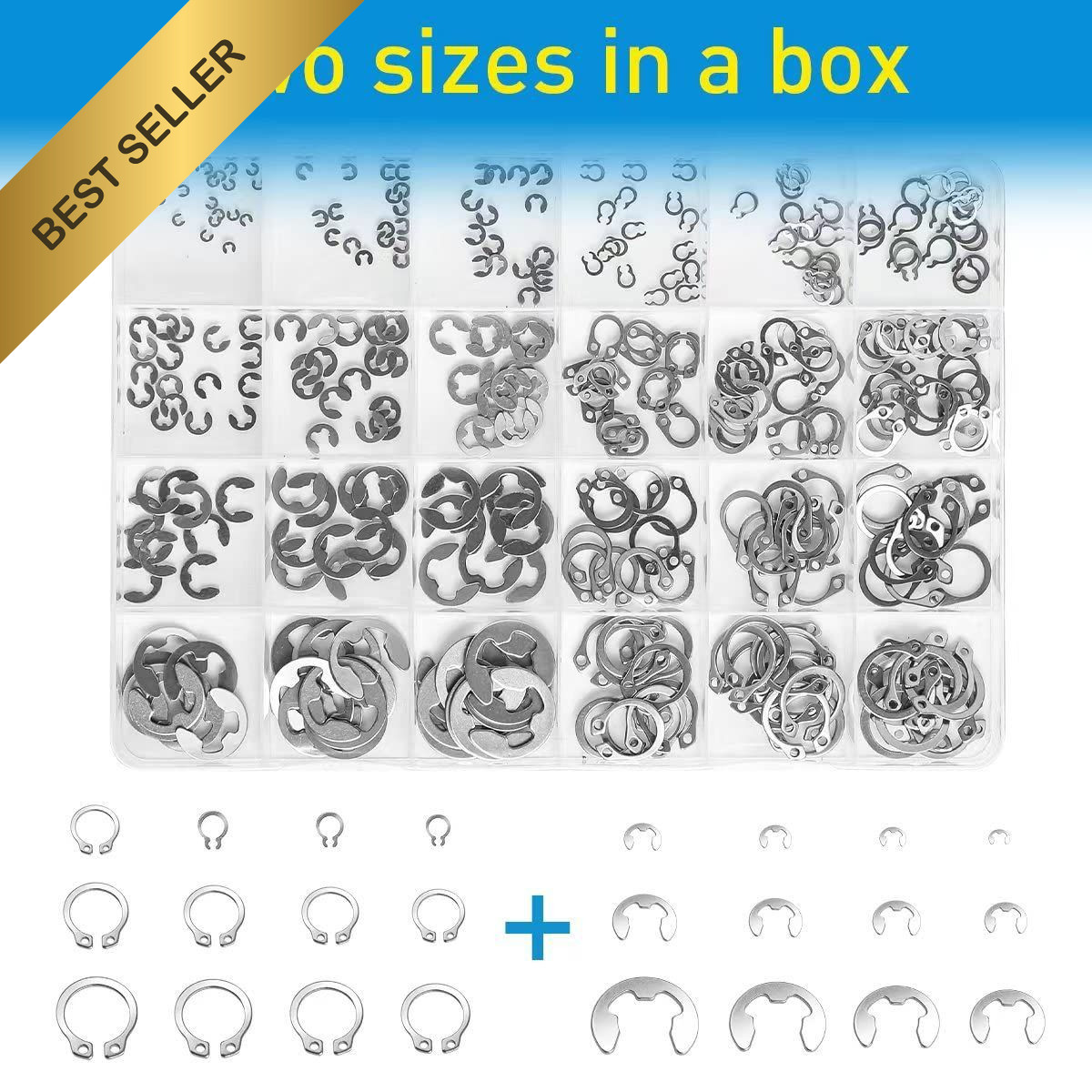 Snap Ring Assortment Mariyandh 327 Pcs 304 Stainless Steel E Clips M3 M14