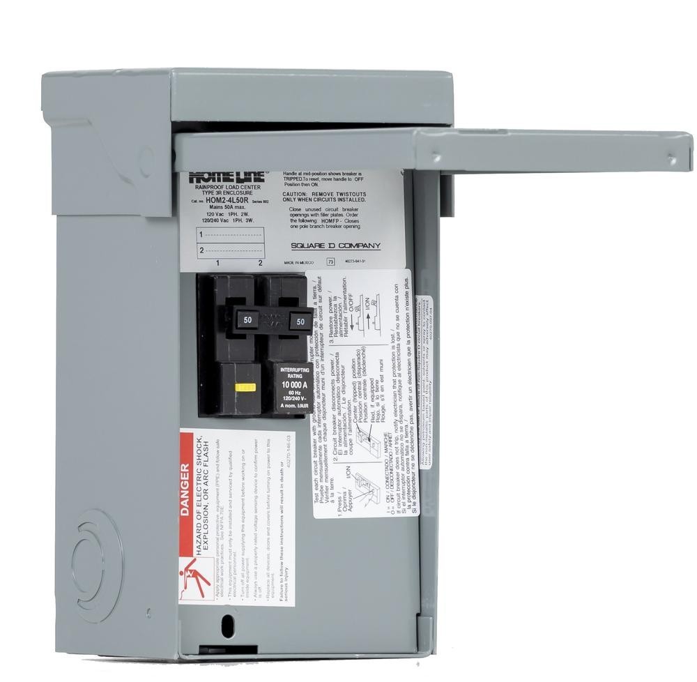 50 Amp 2 Space 4 Circuit Zinc Coated Steel Outdoor Spa Panel Padlockable Cover
