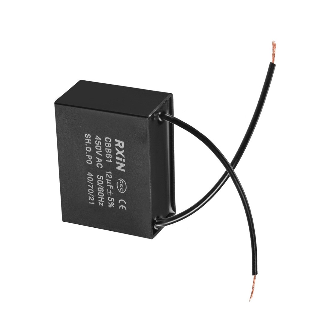 CBB61 Run Capacitor 450V AC 12uF 2 Wire Metallized Polypropylene Film Capacitor
