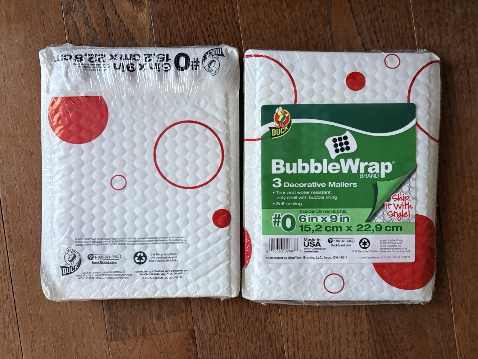 4 pack Duck Decorative Bubble Mailers, #0 – 6 x 9 Inches – Self Sealing NEW