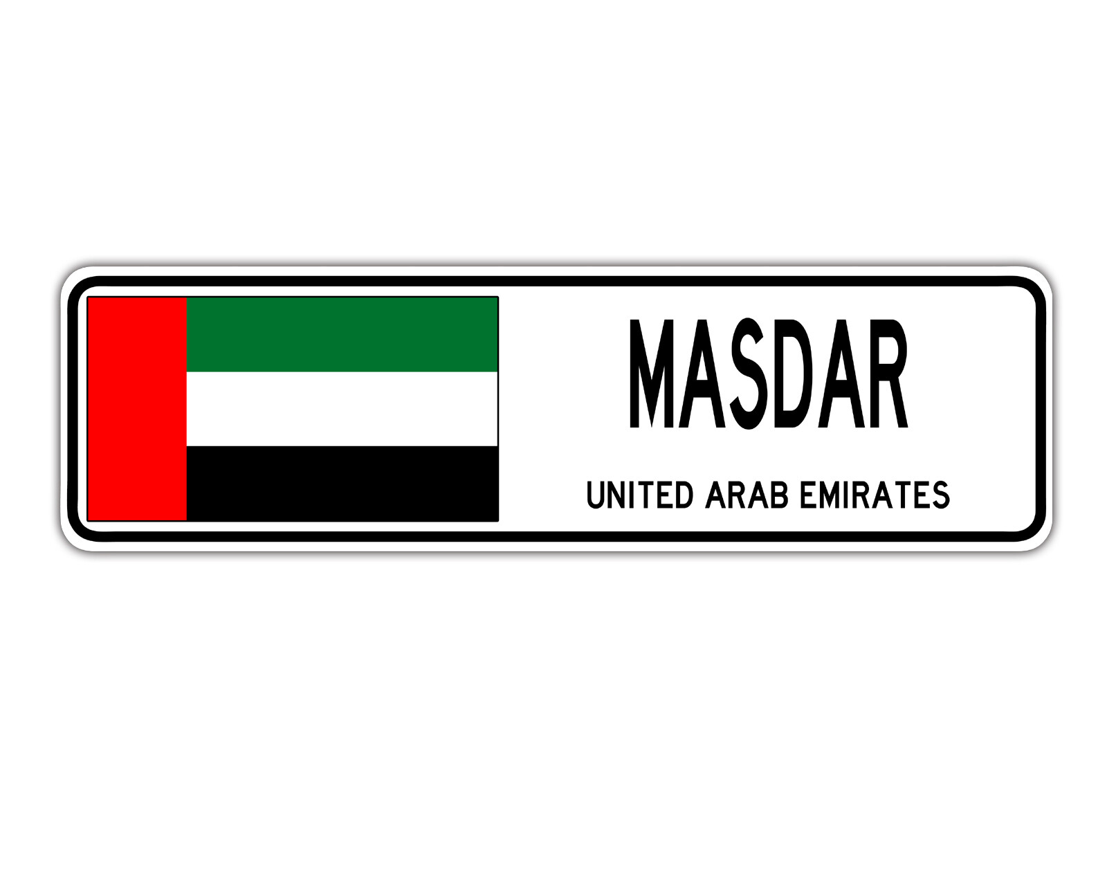Masdar United Arab Emirates Street Emirati Flag City Country Wall Gift Sign