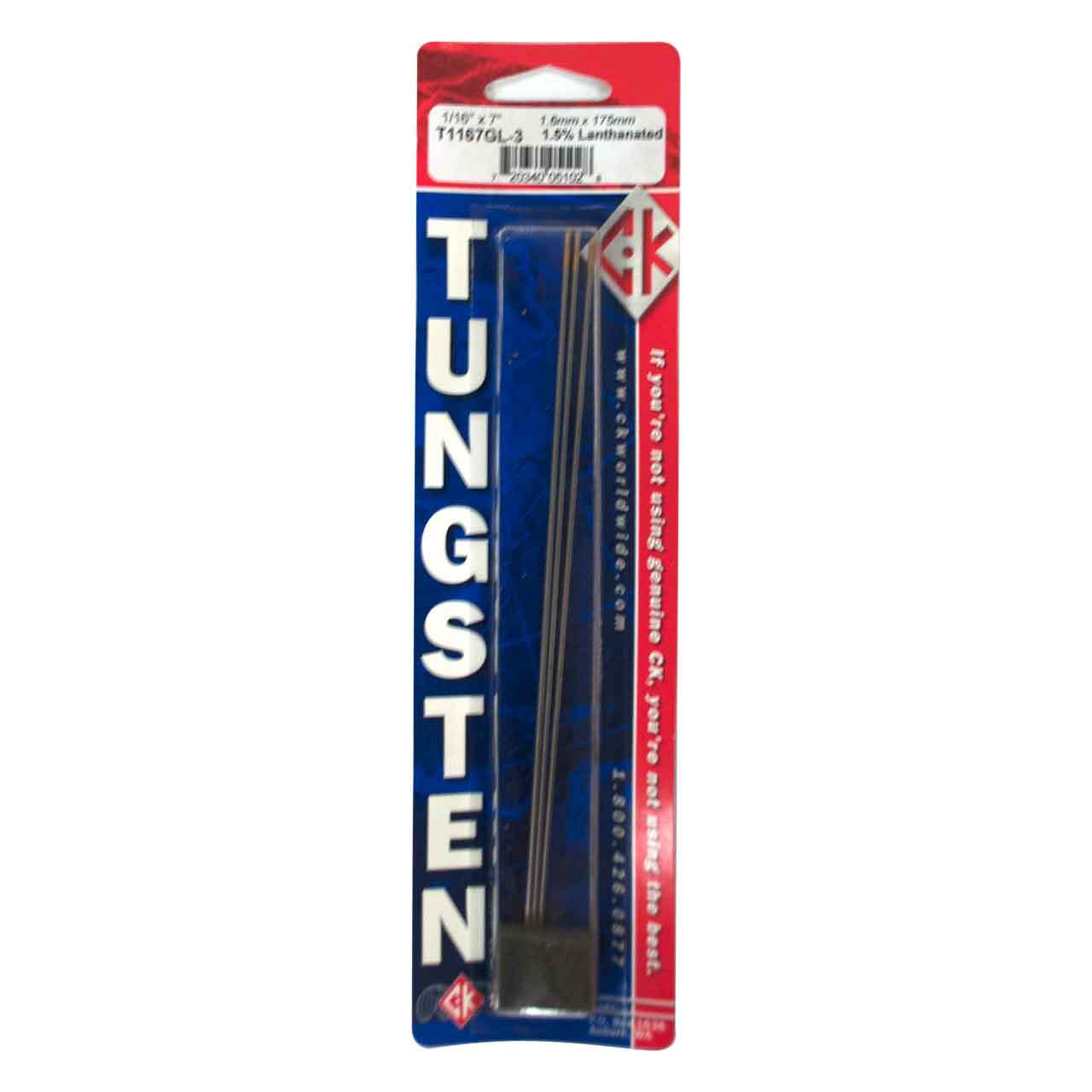 CK T1167GL-3 1.5% Lanthanated Tungsten Electrode 1/16″ X 7″ 3 pack