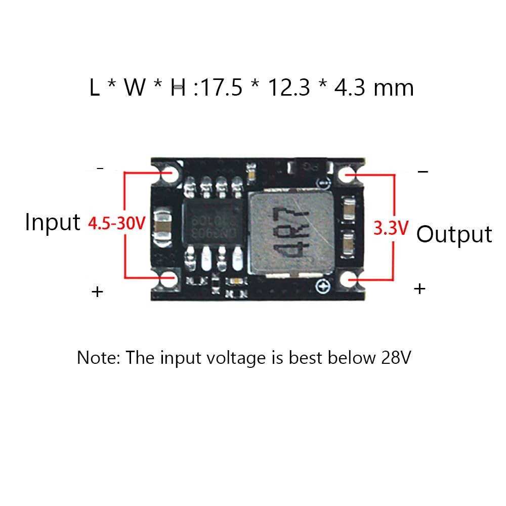 5pcs Mini360 3.3V Buck Converter DC 5-30V to 3.3V 1.8A Tiny Power Module Board