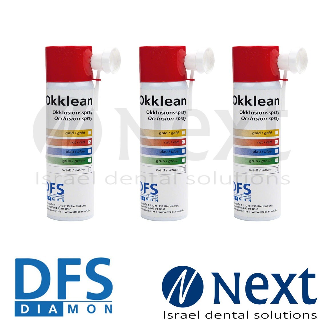 LOTx3 DFS Dental Okklean Occlusion Spray Measurements Red 75 ml