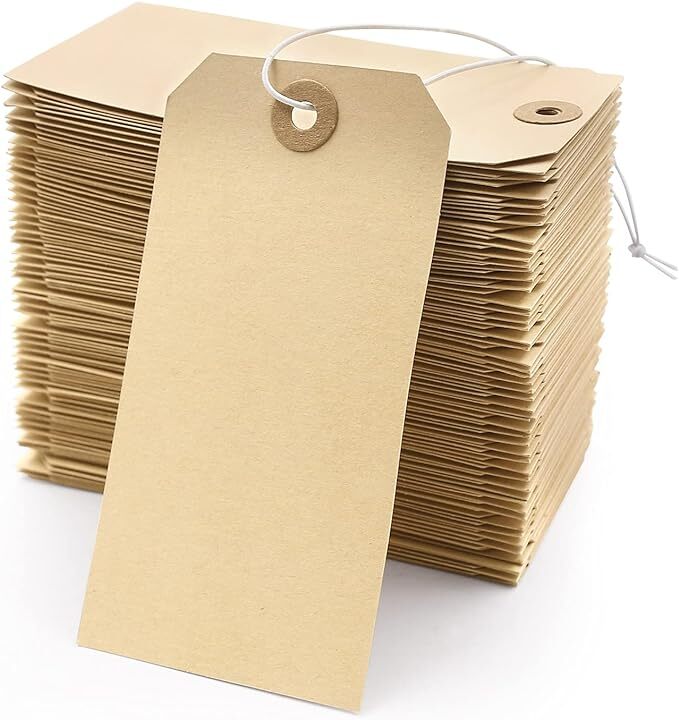 Blank Manila Shipping Tags with Elastic String Coideal 120 PCS Strung Cardstoc