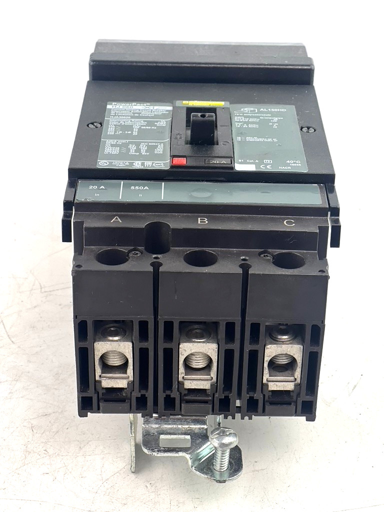 Square D HJA36020 20 Amp 3-Pole I-Line Circuit Breaker 480V 65K — WEAR READ