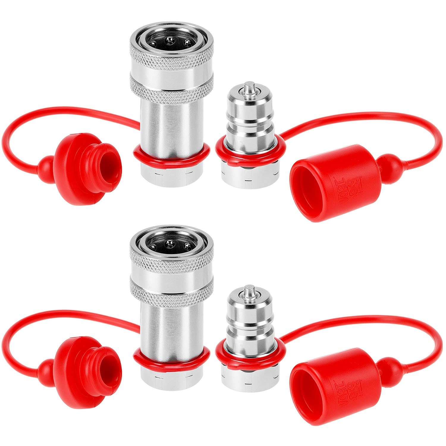 2 Pack 3/8” NPT Hydraulic Quick Connect Couplers 4000 PSI 3/8 Body Steel Set ISO
