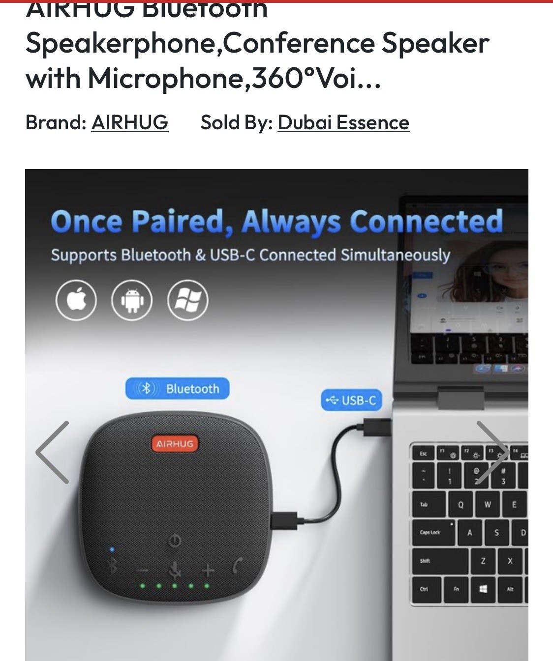 AIRHUG Portable Conference Speaker and Microphone, Bluetooth Speakerphone -l
