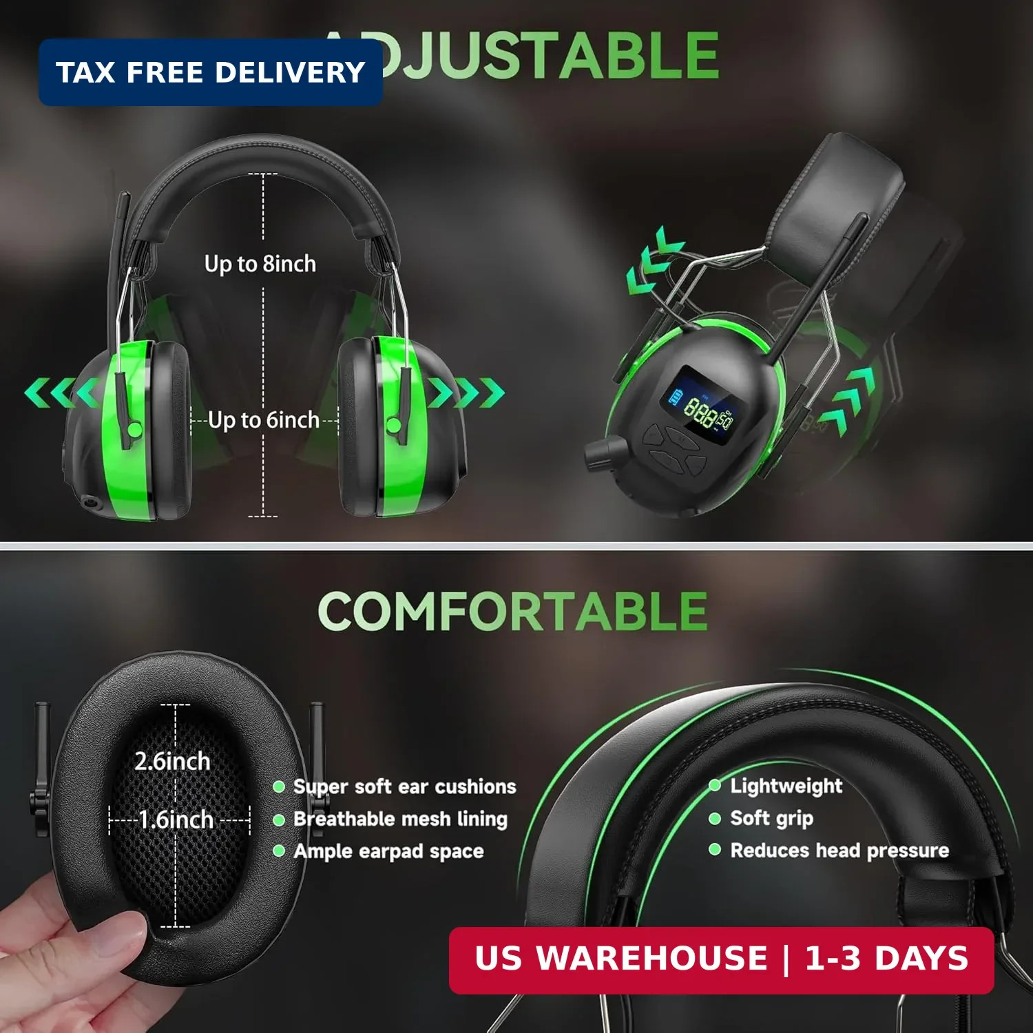 2025 AM/FM Radio Ear Protection Headphones with Backlit Digital Display, 120H…