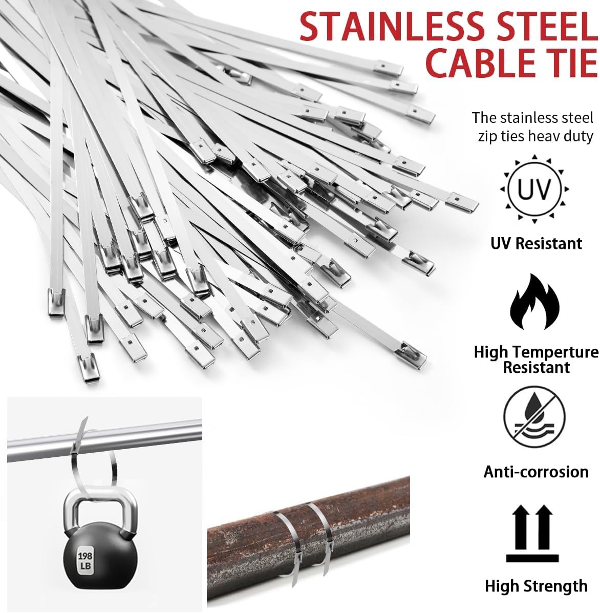 Metal Zip Ties Tool, Stainless Steel Zip Ties Gun Kit,Heavy Duty Outdoor Fasten